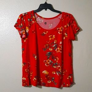 Floral lace up sleeve top